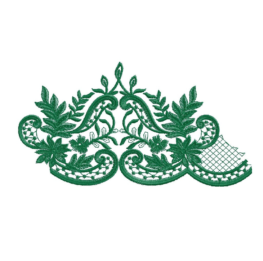 Floral Border Embroidery Design – Elegant Rose Leaf Pattern for Table Linens – 14x8cm | Digital Download – PES DST VP3 HUS – Stitchesly G32019