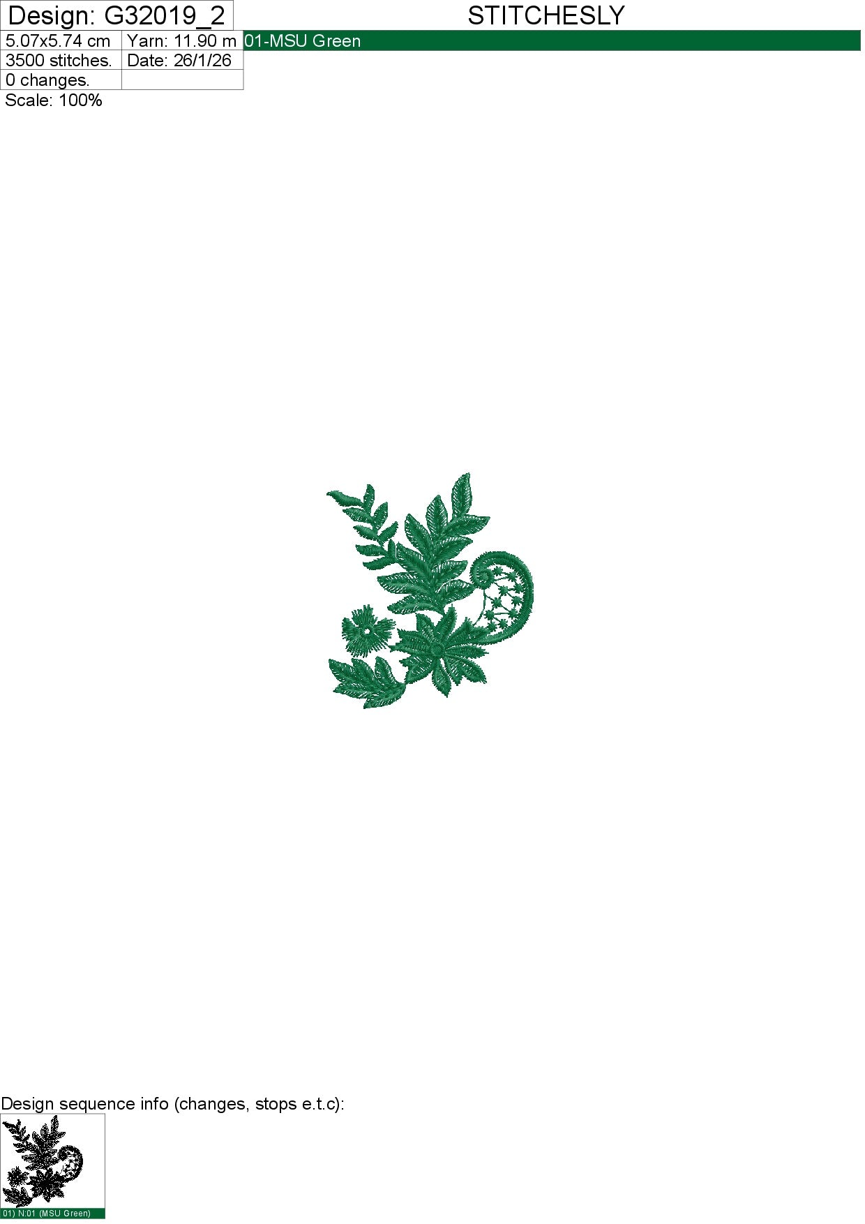 Floral Border Embroidery Design – Elegant Rose Leaf Pattern for Table Linens – 14x8cm | Digital Download – PES DST VP3 HUS – Stitchesly G32019