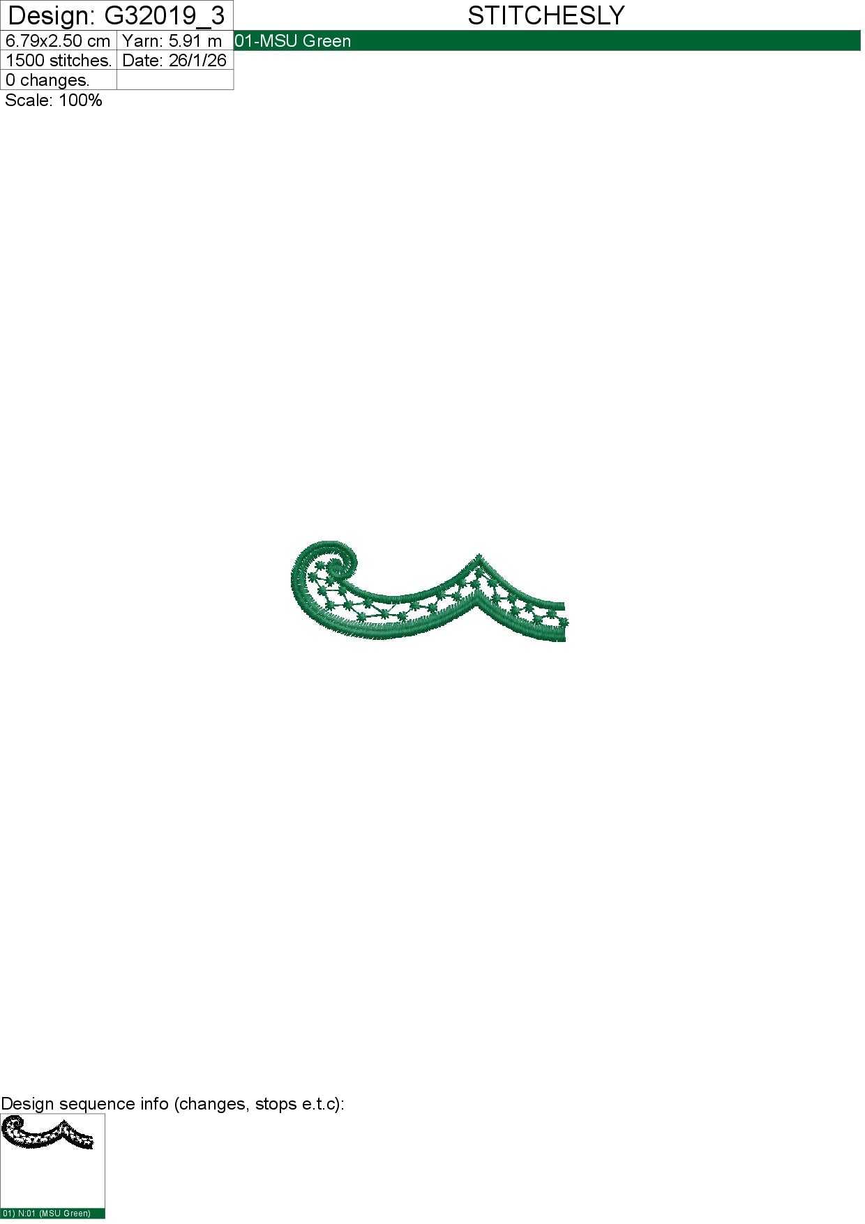 Floral Border Embroidery Design – Elegant Rose Leaf Pattern for Table Linens – 14x8cm | Digital Download – PES DST VP3 HUS – Stitchesly G32019