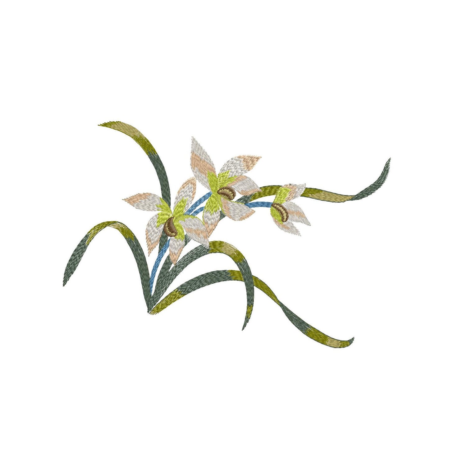 Detailed Orchid Flower Embroidery Pattern, 18x12 cm Floral Design for Tablecloths and Textiles, Botanical Needlework Art, DIY Embroidery Kit