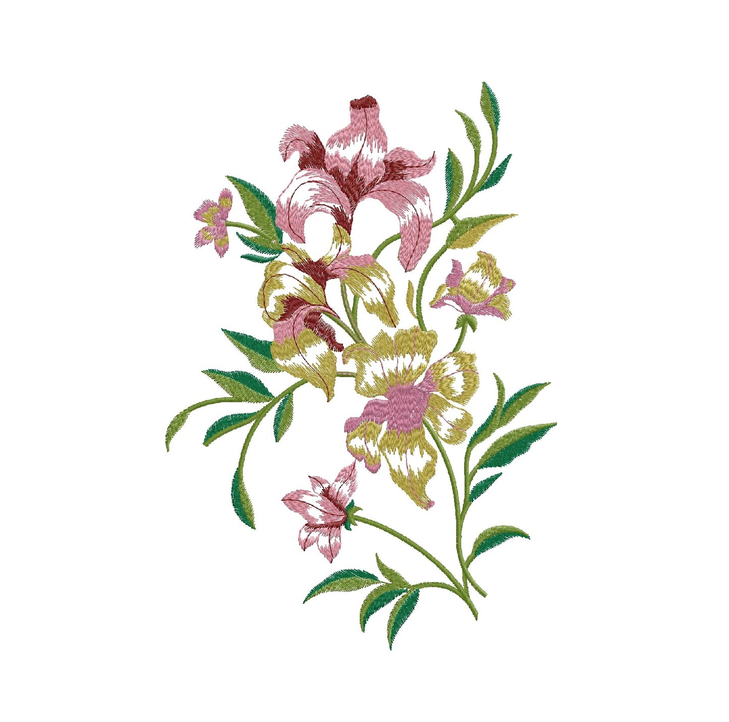 Premium Large Oriental Floral Embroidery Design G32021 | 15.91 x 23.09 cm | Manually Punched | All Formats (DST, PES, JEF) | Stitchesly