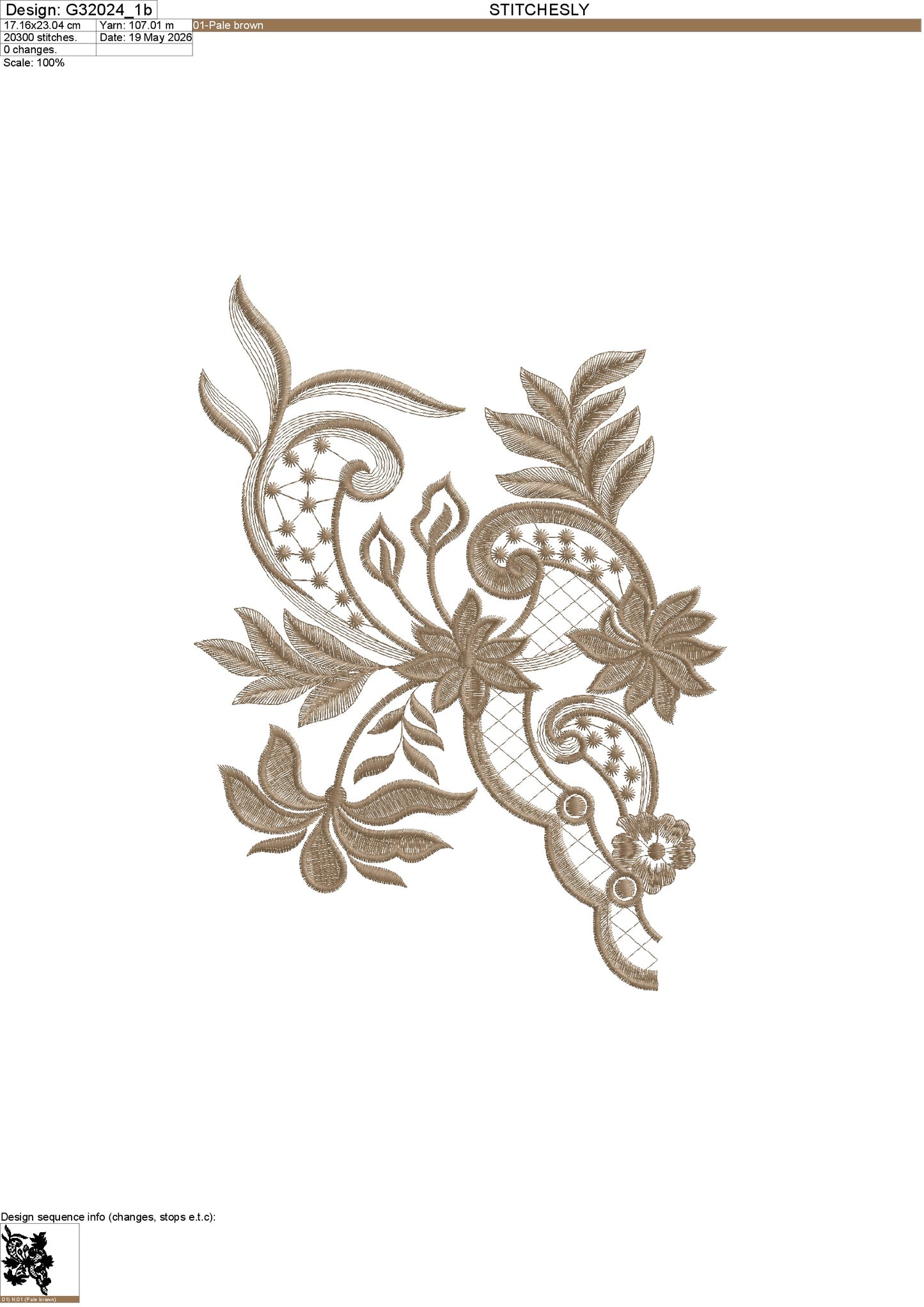 Premium Lace Floral Embroidery Design G32024 | 5 pieces | Manually Punched | All Formats (DST, PES, JEF) | Stitchesly