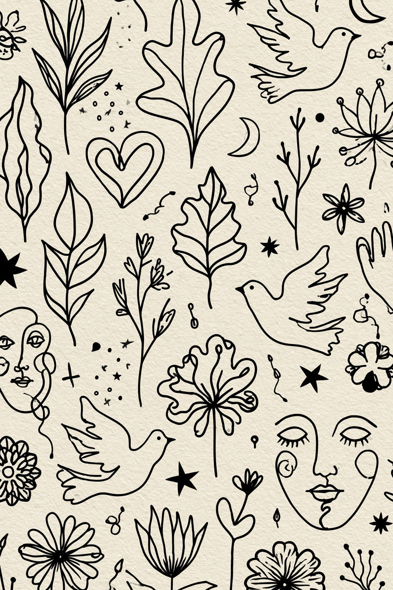 Abstract Leaves Hearts Birds And from Line Art Embroidery Book 2, a digital embroidery design reference for machine embroidery designs, embroidery patterns and embroidery design reference.