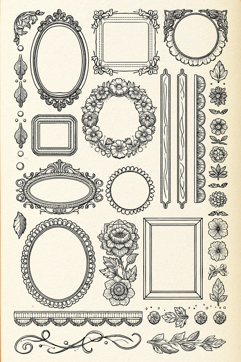 Appliqu Border Frame System Plate from Appliqué Compatible Designs Book 1, a digital embroidery design reference for machine embroidery designs, embroidery patterns and border and edge embroidery.