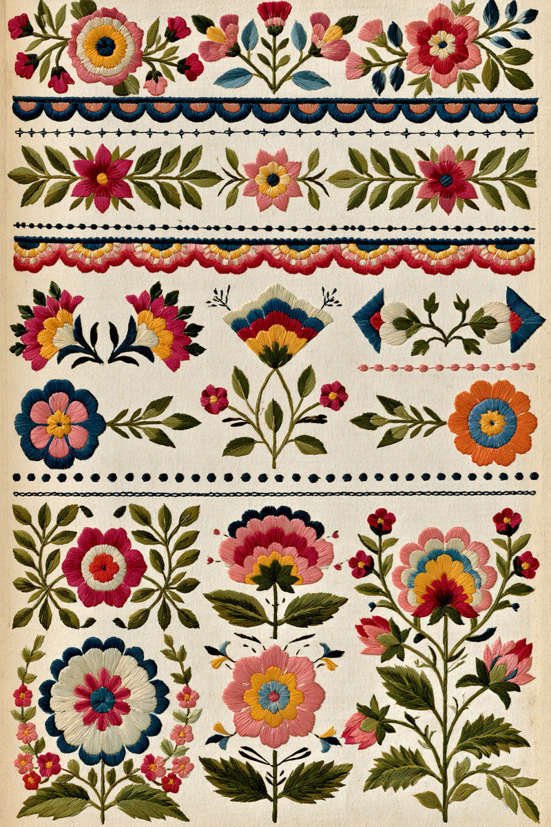 Appliqu Borders Corners And Frames from Appliqué Compatible Designs Book 1, a digital embroidery design reference for machine embroidery designs, embroidery patterns and border and edge embroidery.