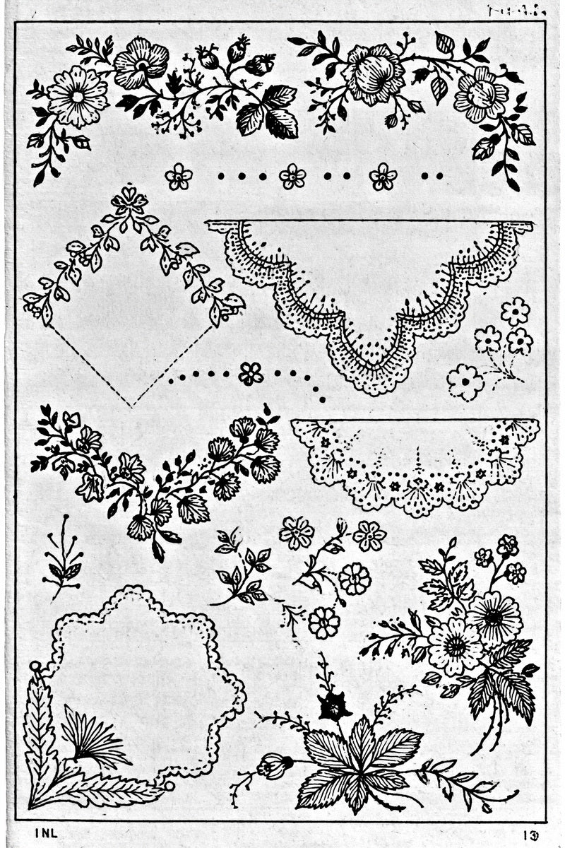Appliqu Borders Corners And Frames from Appliqué Compatible Designs Book 4, a digital embroidery design reference for machine embroidery designs, embroidery patterns and border and edge embroidery.