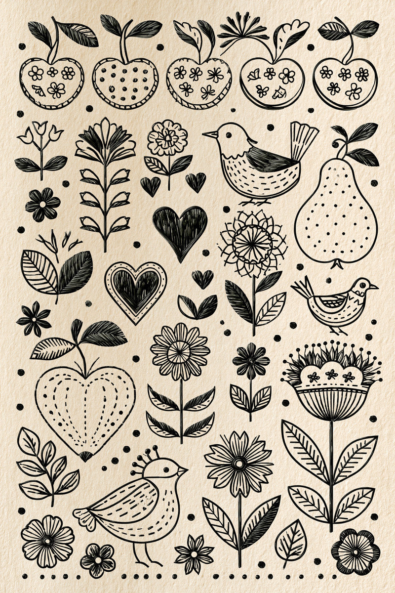 Appliqu Embroidery Pattern Book Plate 02 from Appliqué Compatible Designs Book 2, a digital embroidery design reference for machine embroidery designs, embroidery patterns and embroidery design reference.