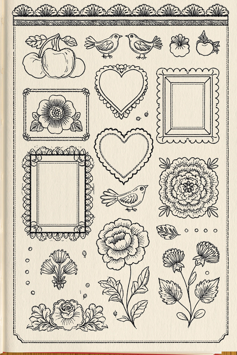 Appliqu Embroidery Pattern Book Plate from Appliqué Compatible Designs Book 3, a digital embroidery design reference for machine embroidery designs, embroidery patterns and embroidery design reference.
