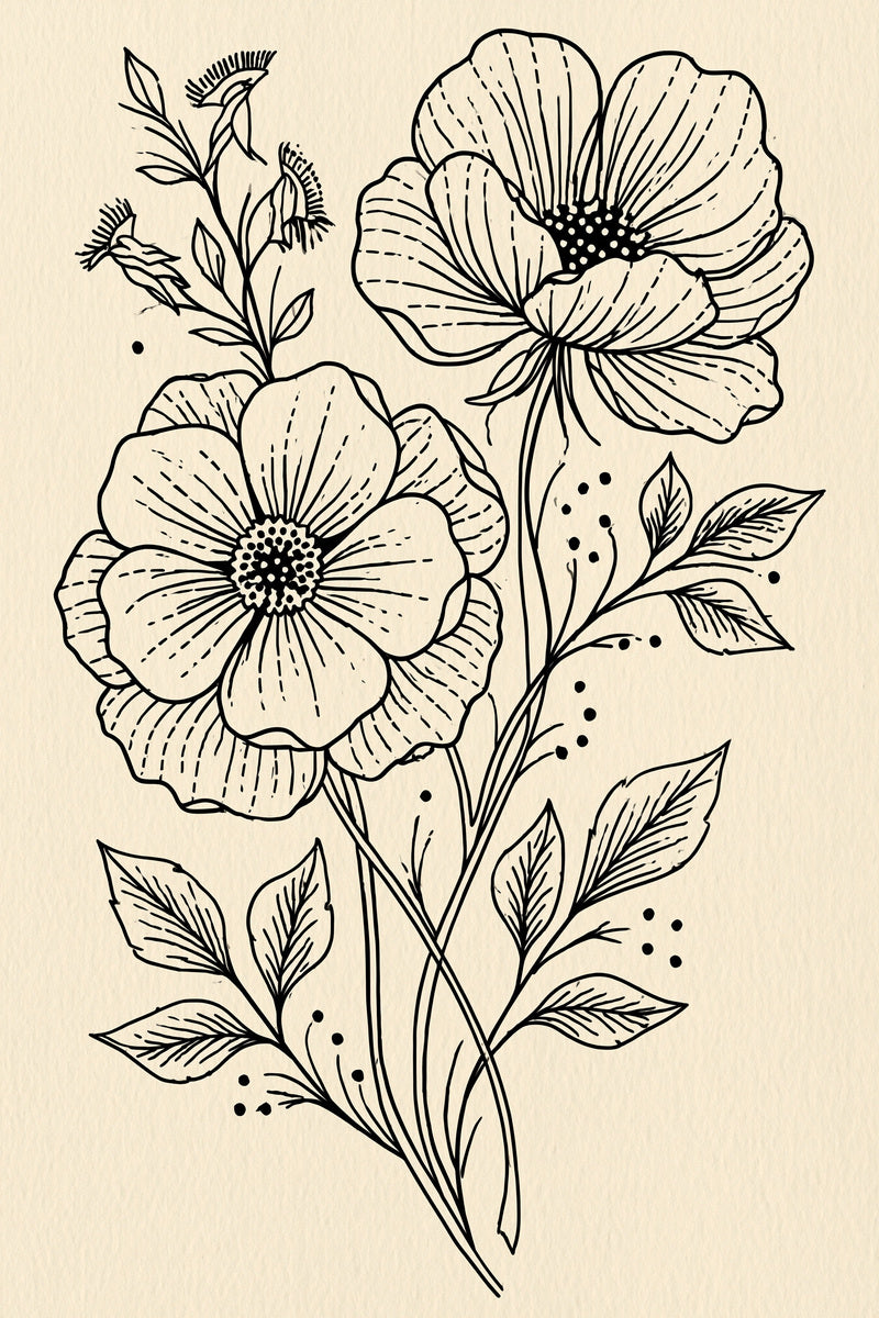 Appliqu Floral Pair Appliqu Compatible from Appliqué Compatible Designs Book 3, a digital embroidery design reference for machine embroidery designs, embroidery patterns and botanical and floral embroidery.