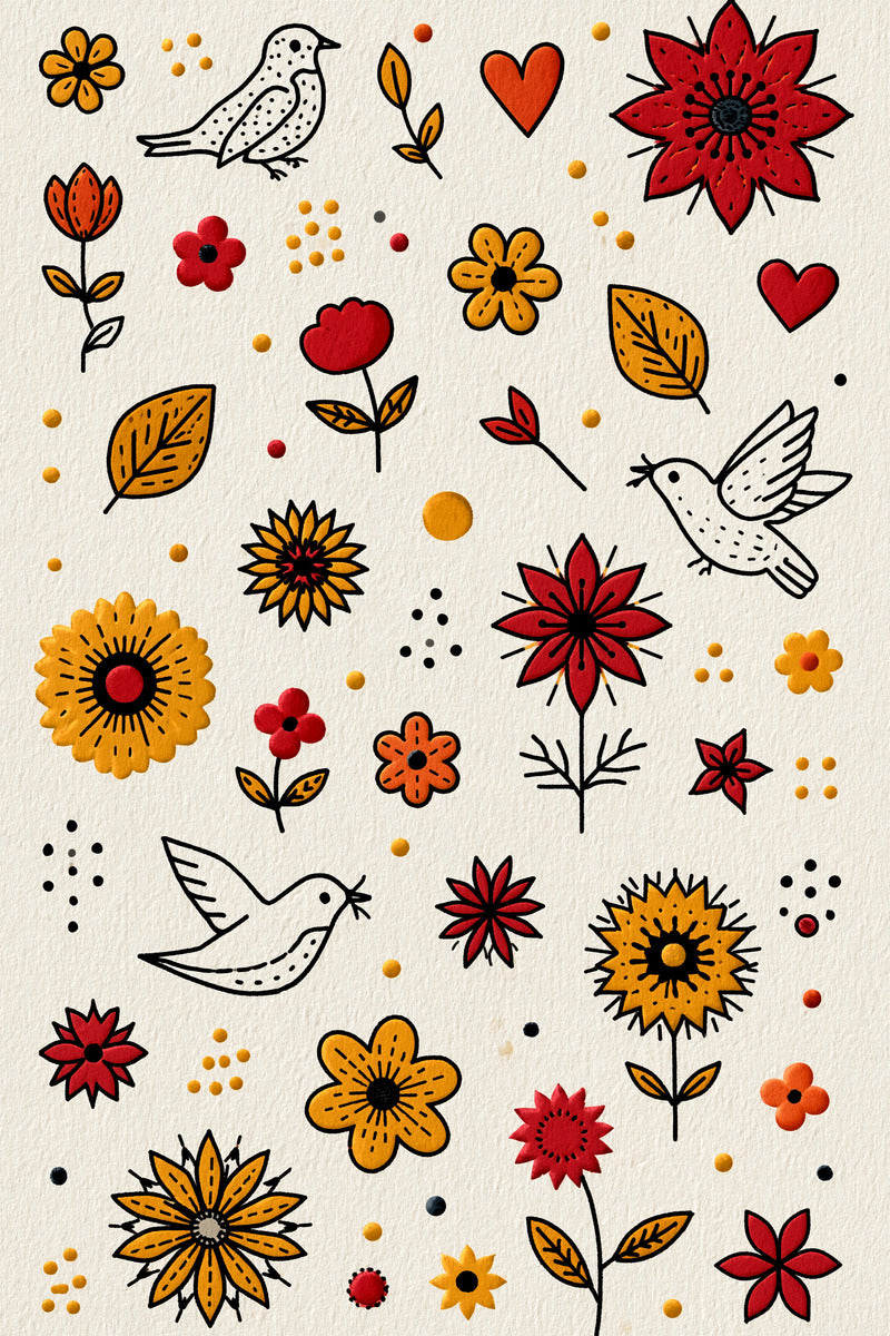 Appliqu Mini Motif Library Plate from Appliqué Compatible Designs Book 1, a digital embroidery design reference for machine embroidery designs, embroidery patterns and small motif and accent designs.