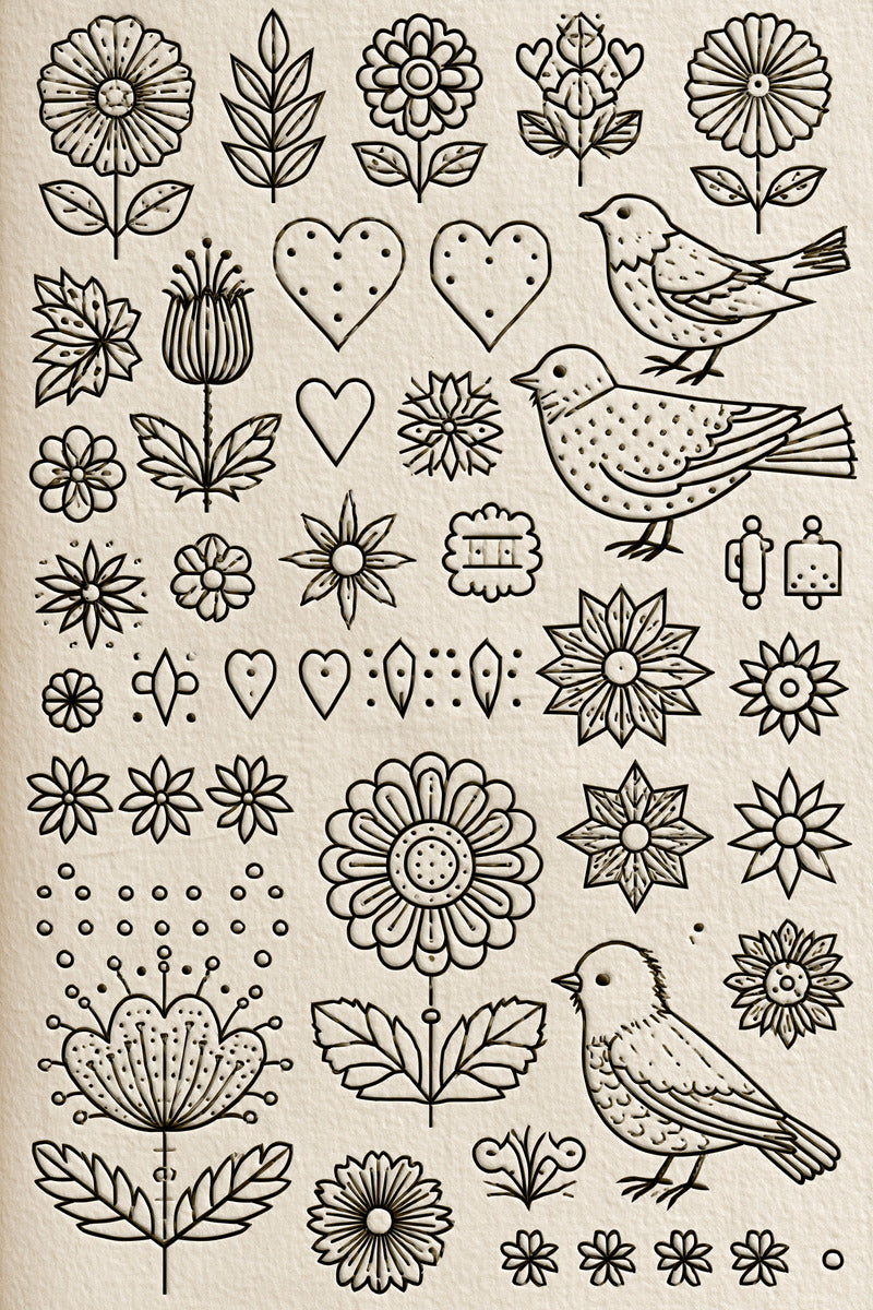 Appliqu Mini Motif Library Plate from Appliqué Compatible Designs Book 2, a digital embroidery design reference for machine embroidery designs, embroidery patterns and small motif and accent designs.