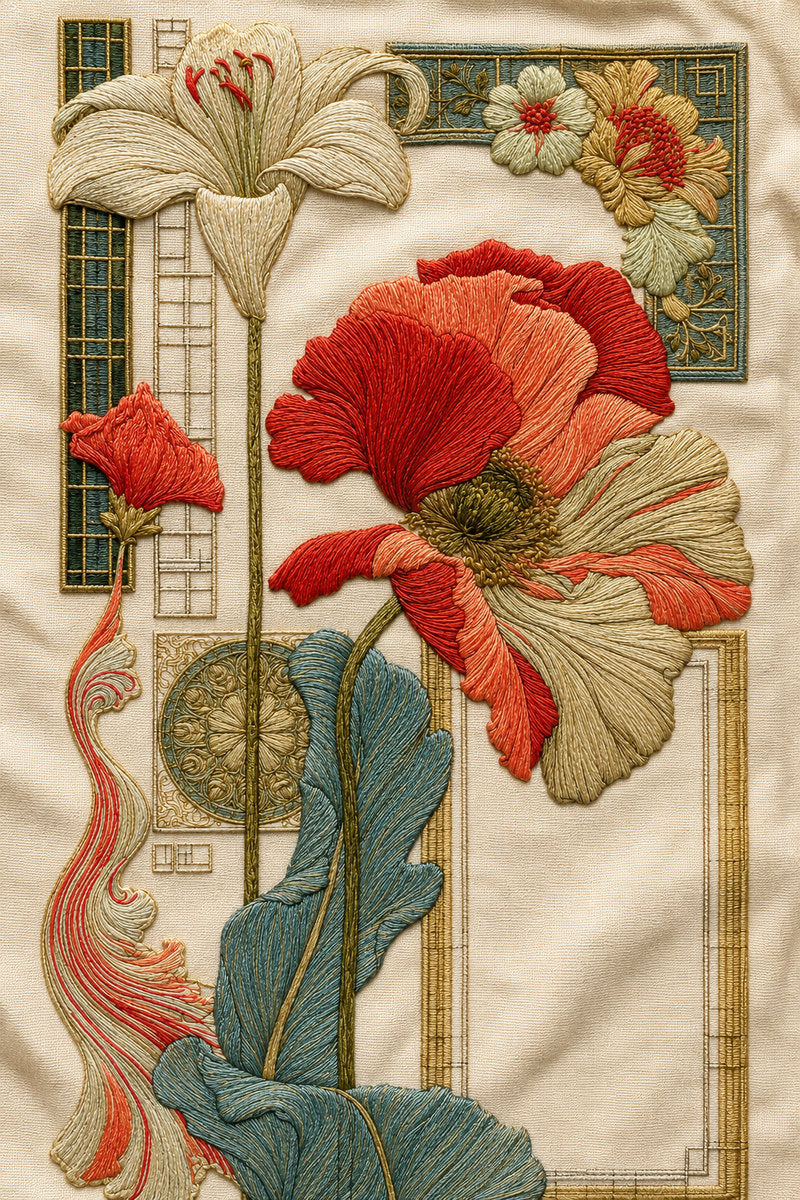 Art Nouveau 02 from Art Nouveau Needlework Book 4, a digital embroidery design reference for machine embroidery designs, embroidery patterns and embroidery design reference.
