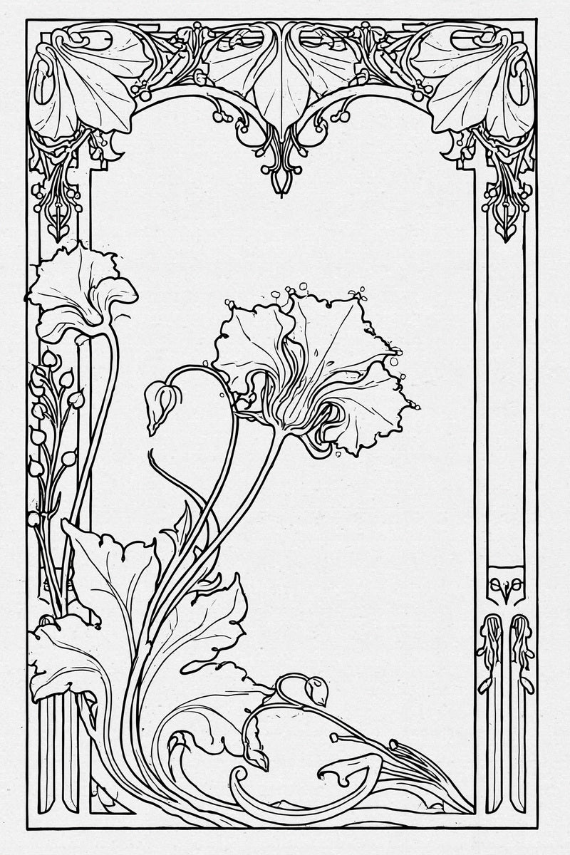 Art Nouveau Border And Frame from Art Nouveau Botanical Embroidery Book 2, a digital embroidery design reference for machine embroidery designs, embroidery patterns and border and edge embroidery.
