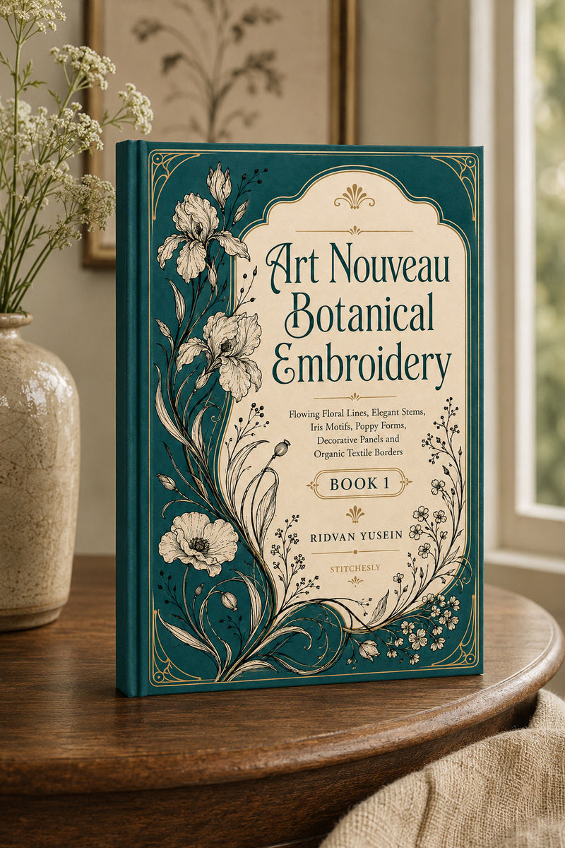 Art Nouveau Botanical Embroidery 1 Book 02 from Art Nouveau Botanical Embroidery Book 1, a digital embroidery design reference for machine embroidery designs, embroidery patterns and botanical and floral embroidery.