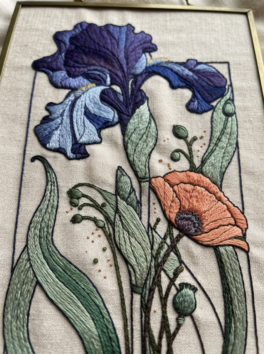 Art Nouveau Botanical Embroidery Complete Png from Art Nouveau Botanical Embroidery Book 1, a digital embroidery design reference for machine embroidery designs, embroidery patterns and botanical and floral embroidery.