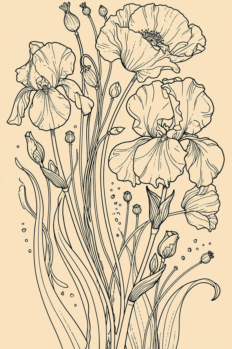 Art Nouveau Botanical Embroidery Pattern 02 from Art Nouveau Botanical Embroidery Book 2, a digital embroidery design reference for machine embroidery designs, embroidery patterns and botanical and floral embroidery.
