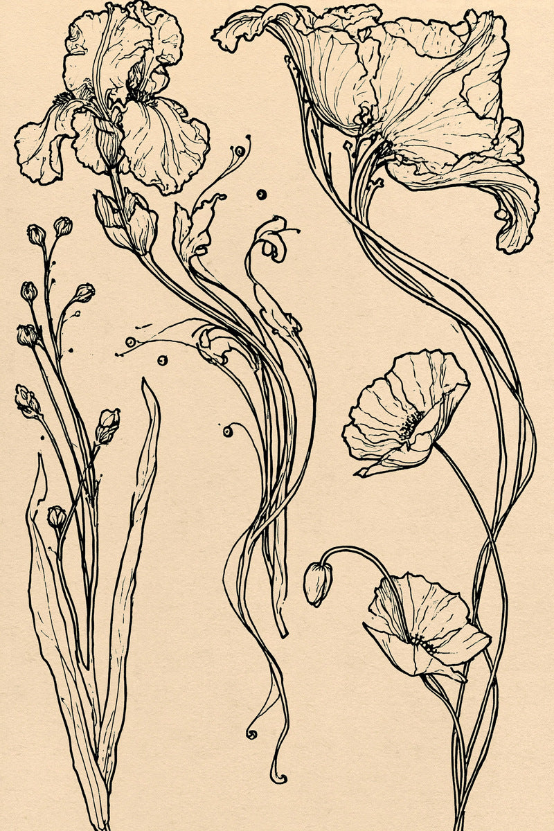 Art Nouveau Botanical Embroidery Pattern 02 from Art Nouveau Botanical Embroidery Book 3, a digital embroidery design reference for machine embroidery designs, embroidery patterns and botanical and floral embroidery.