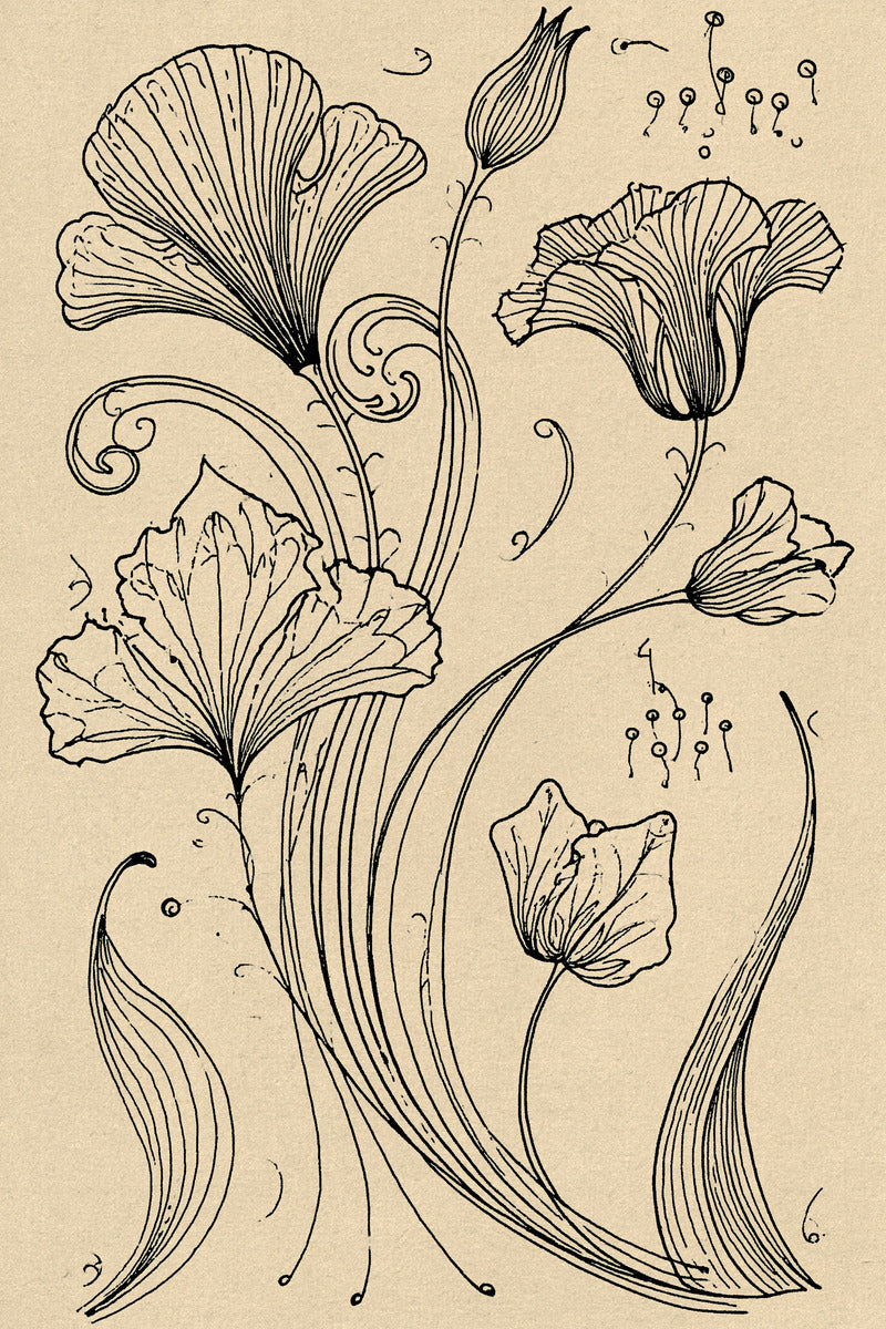 Art Nouveau Botanical Embroidery Pattern 03 from Art Nouveau Botanical Embroidery Book 1, a digital embroidery design reference for machine embroidery designs, embroidery patterns and botanical and floral embroidery.