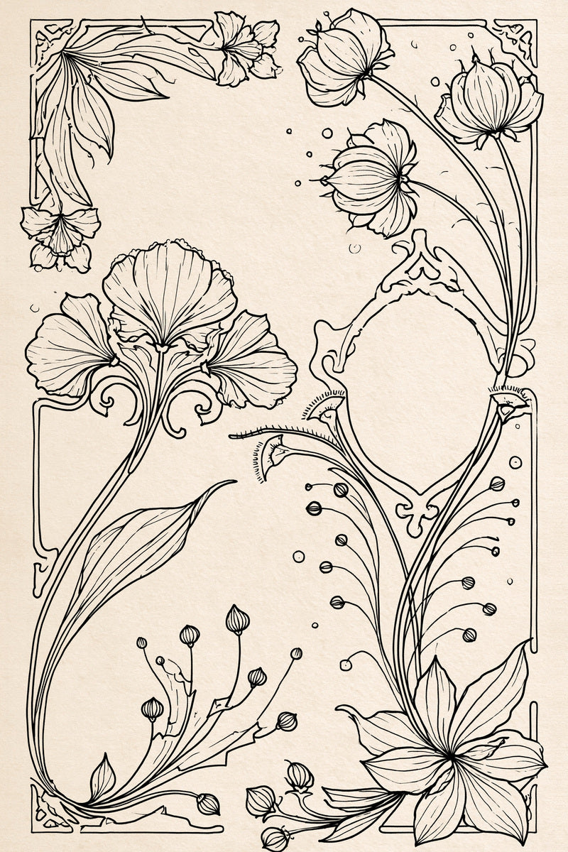 Art Nouveau Botanical Embroidery Pattern 03 from Art Nouveau Botanical Embroidery Book 2, a digital embroidery design reference for machine embroidery designs, embroidery patterns and botanical and floral embroidery.