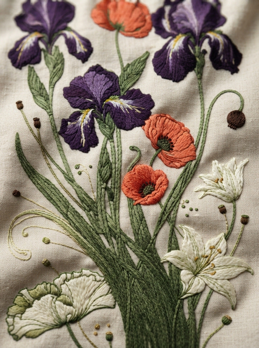 Art Nouveau Botanical Embroidery Pattern 2 from Art Nouveau Botanical Embroidery Book 2, a digital embroidery design reference for machine embroidery designs, embroidery patterns and botanical and floral embroidery.