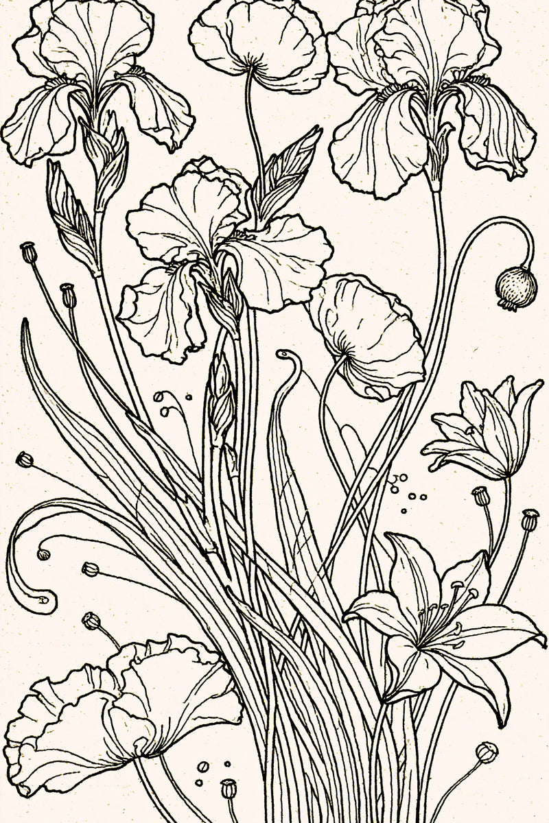 Art Nouveau Botanical Embroidery Pattern from Art Nouveau Botanical Embroidery Book 2, a digital embroidery design reference for machine embroidery designs, embroidery patterns and botanical and floral embroidery.