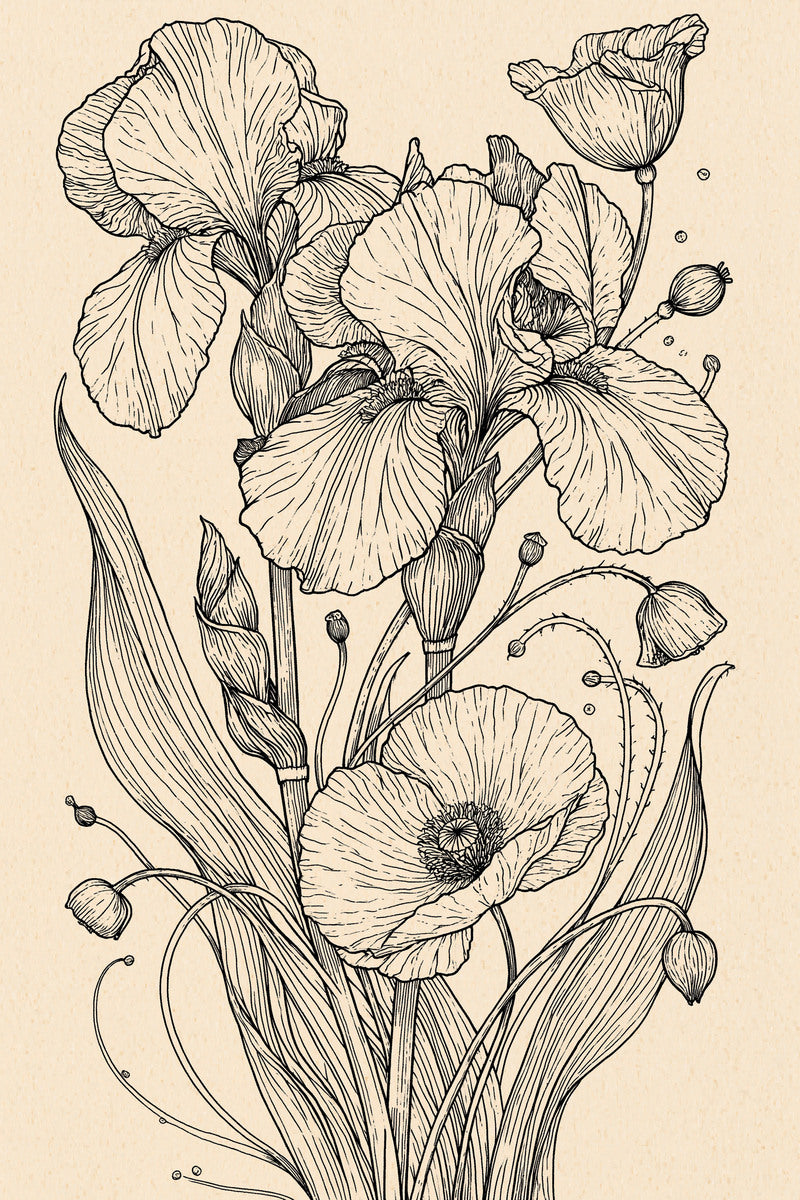 Art Nouveau Botanical Embroidery Pattern from Art Nouveau Botanical Embroidery Book 3, a digital embroidery design reference for machine embroidery designs, embroidery patterns and botanical and floral embroidery.