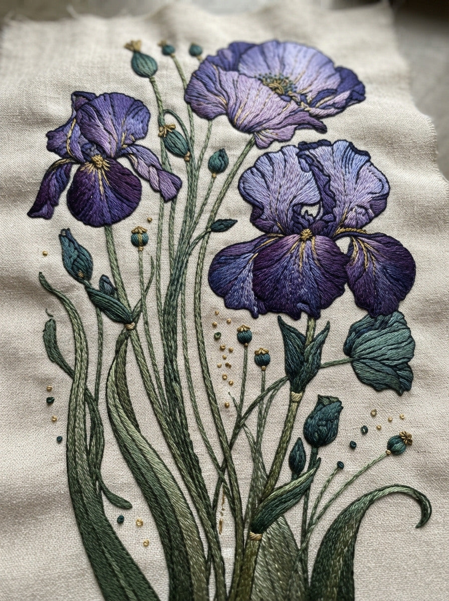 Art Nouveau Botanical Embroidery Pattern from Art Nouveau Botanical Embroidery Book 2, a digital embroidery design reference for machine embroidery designs, embroidery patterns and botanical and floral embroidery.