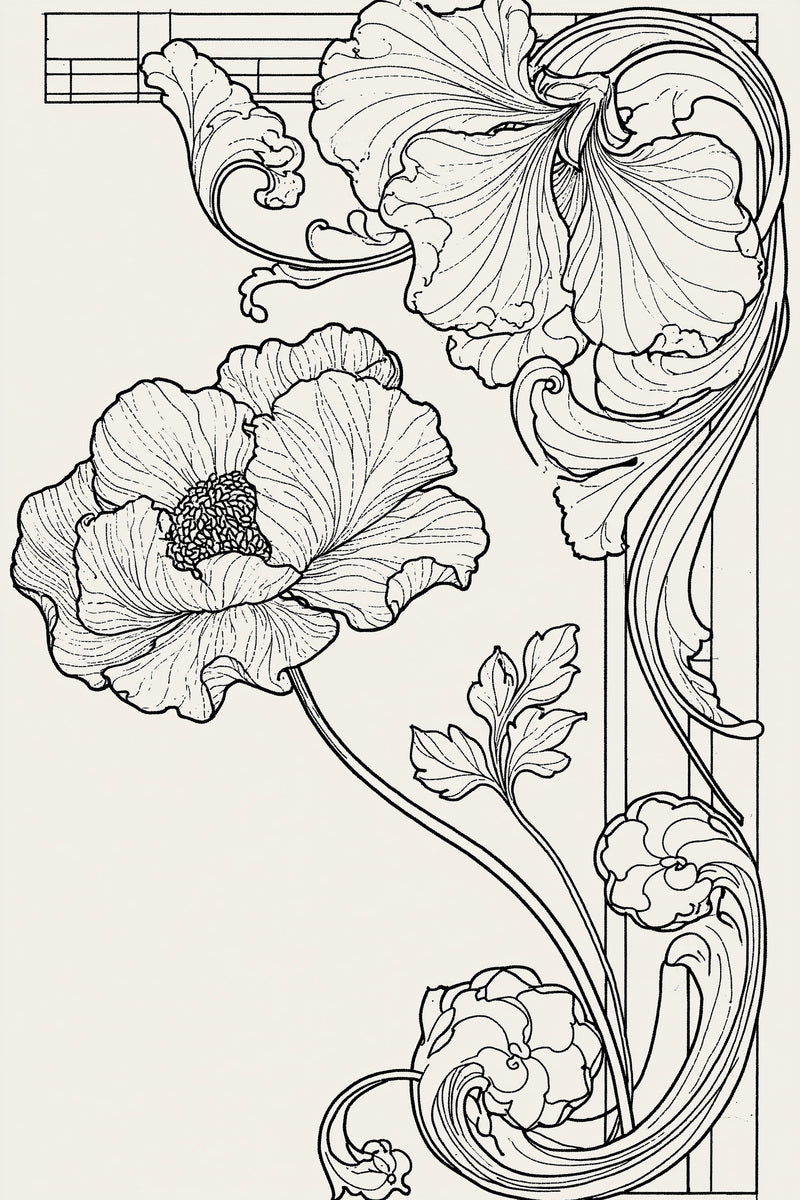 Art Nouveau Corner And Border 02 from Art Nouveau Needlework Book 1, a digital embroidery design reference for machine embroidery designs, embroidery patterns and border and edge embroidery.