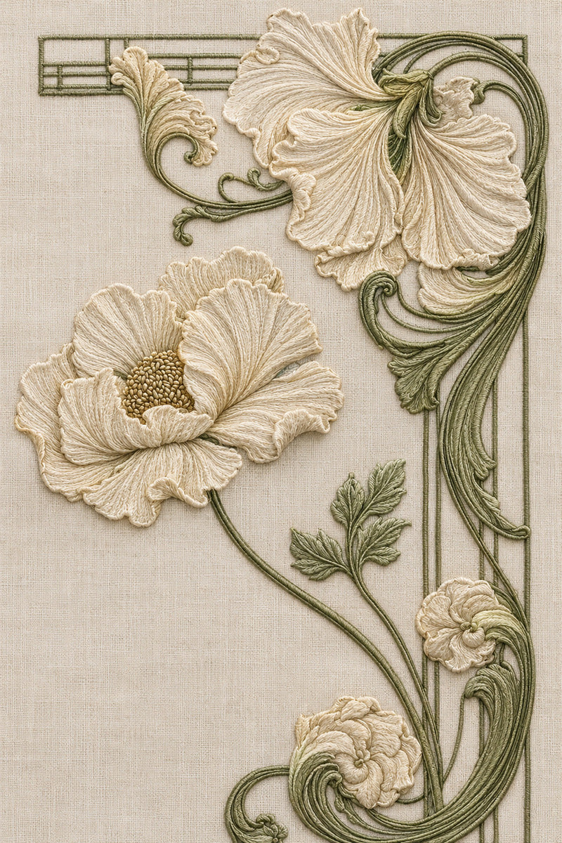Art Nouveau Corner And Border from Art Nouveau Needlework Book 1, a digital embroidery design reference for machine embroidery designs, embroidery patterns and border and edge embroidery.