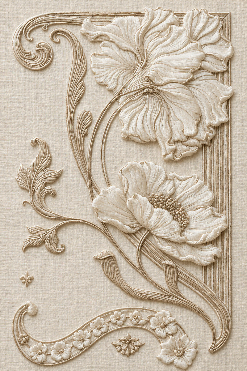 Art Nouveau Corner And Border from Art Nouveau Needlework Book 3, a digital embroidery design reference for machine embroidery designs, embroidery patterns and border and edge embroidery.