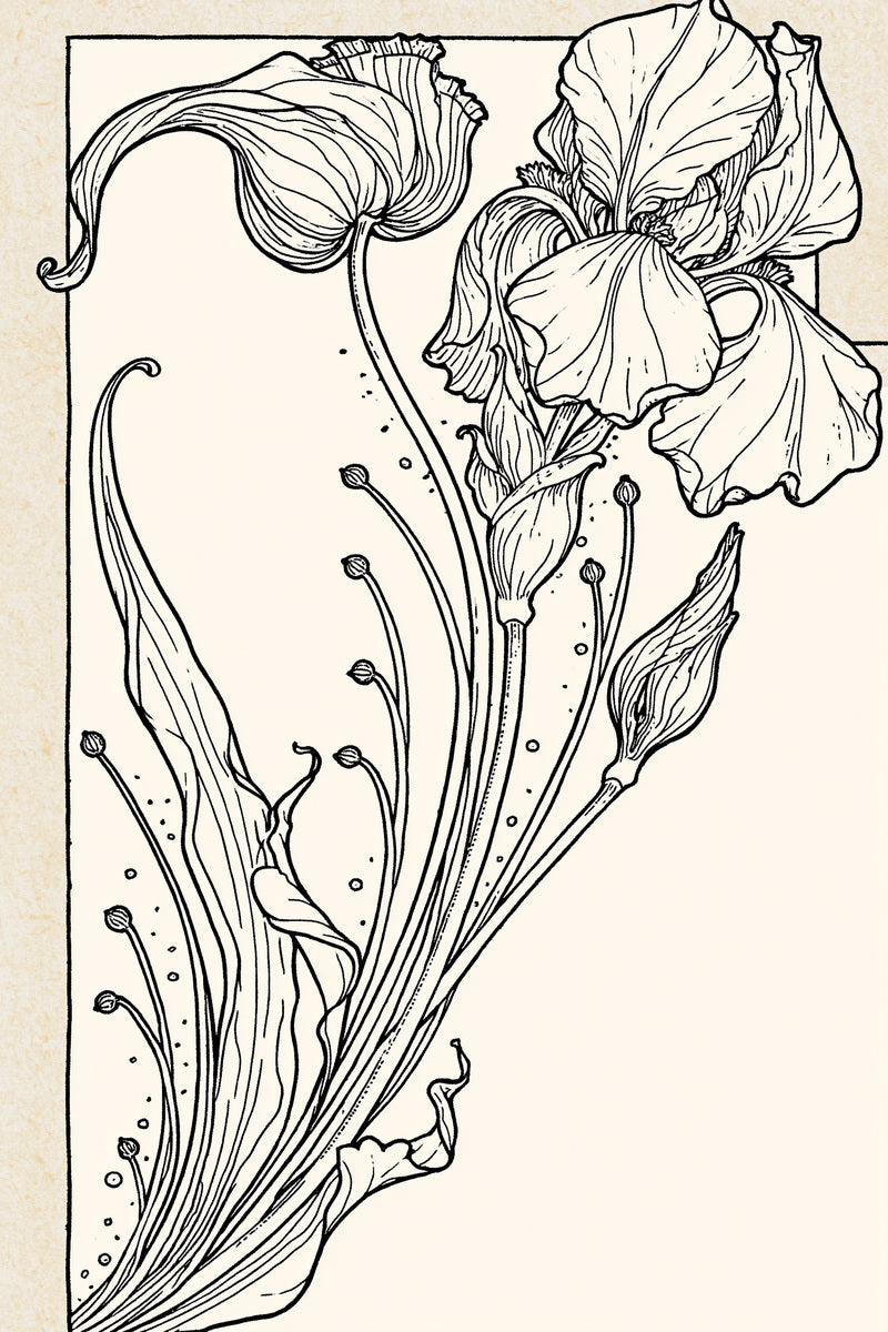 Art Nouveau Decorative Corner Art from Art Nouveau Botanical Embroidery Book 4, a digital embroidery design reference for machine embroidery designs, embroidery patterns and corner embroidery.
