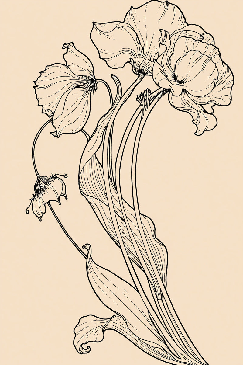 Art Nouveau Floral Corner from Art Nouveau Needlework Book 3, a digital embroidery design reference for machine embroidery designs, embroidery patterns and corner embroidery.