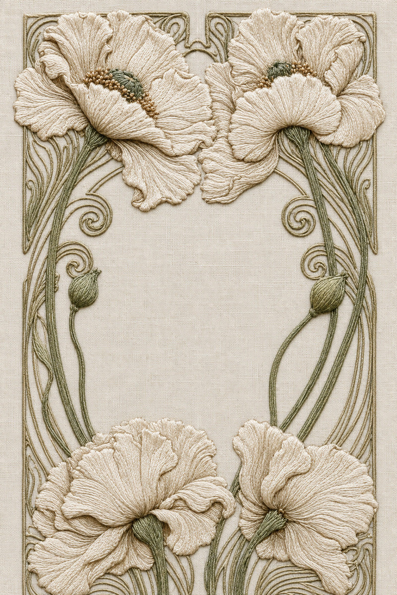 Art Nouveau Floral Frame 02 from Art Nouveau Needlework Book 1, a digital embroidery design reference for machine embroidery designs, embroidery patterns and frames and monogram spaces.