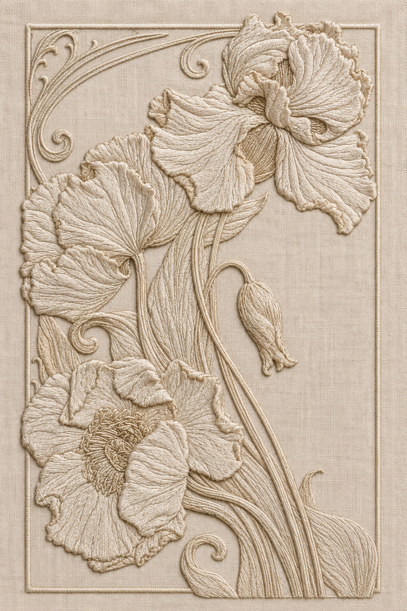 Art Nouveau Floral Frame 03 from Art Nouveau Needlework Book 3, a digital embroidery design reference for machine embroidery designs, embroidery patterns and frames and monogram spaces.