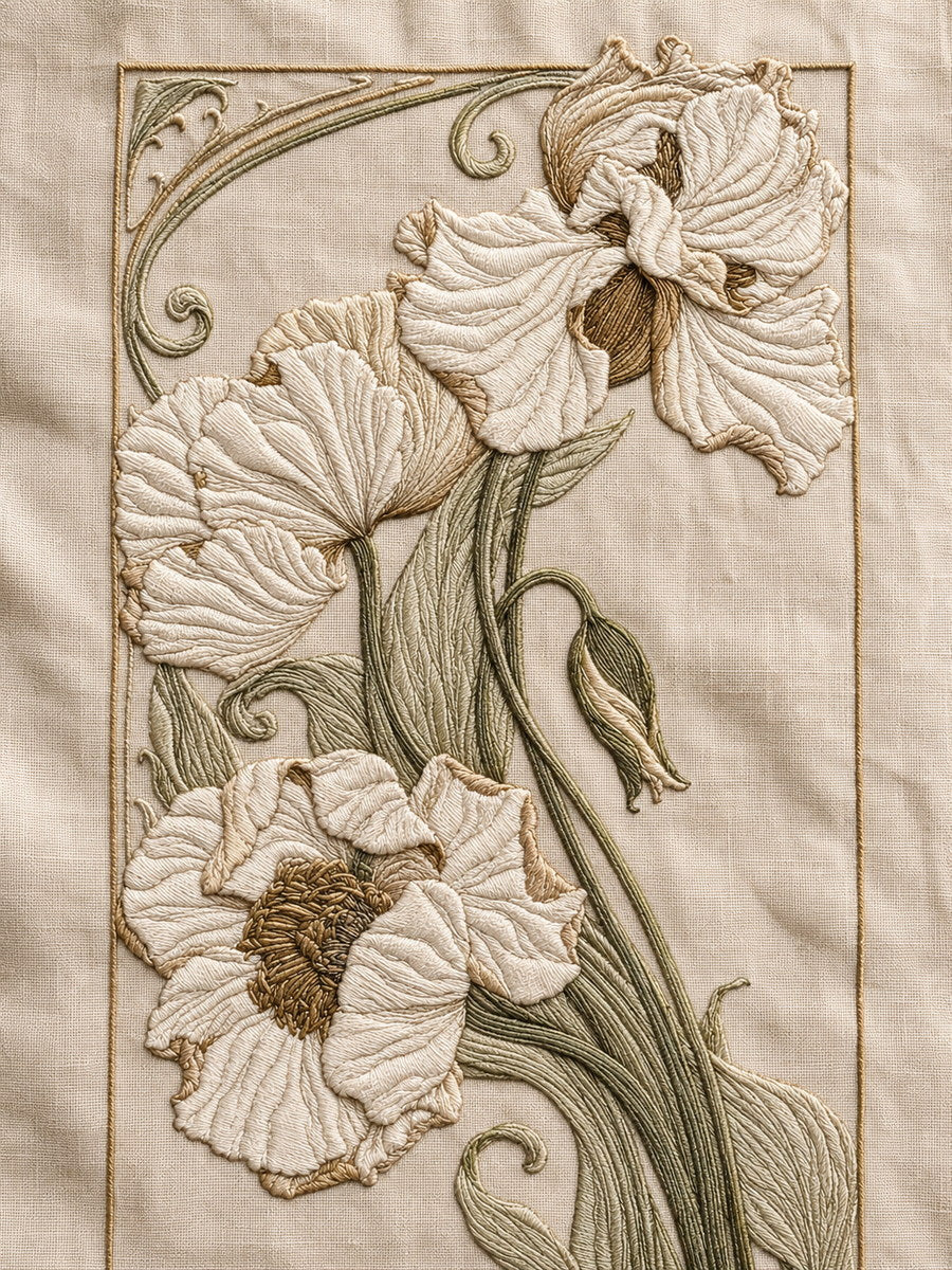 Art Nouveau Floral Frame from Art Nouveau Needlework Book 3, a digital embroidery design reference for machine embroidery designs, embroidery patterns and frames and monogram spaces.
