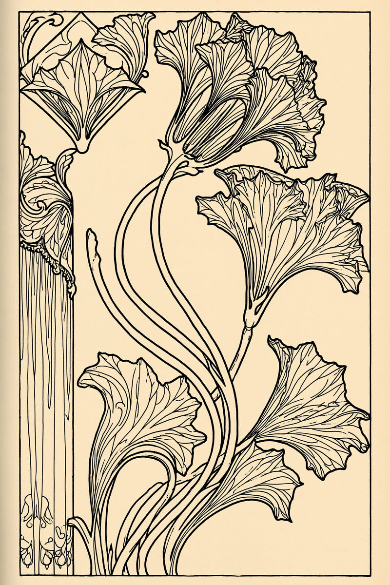 Art Nouveau Home Textile Placement 02 from Art Nouveau Needlework Book 4, a digital embroidery design reference for machine embroidery designs, embroidery patterns and lace and broderie details.