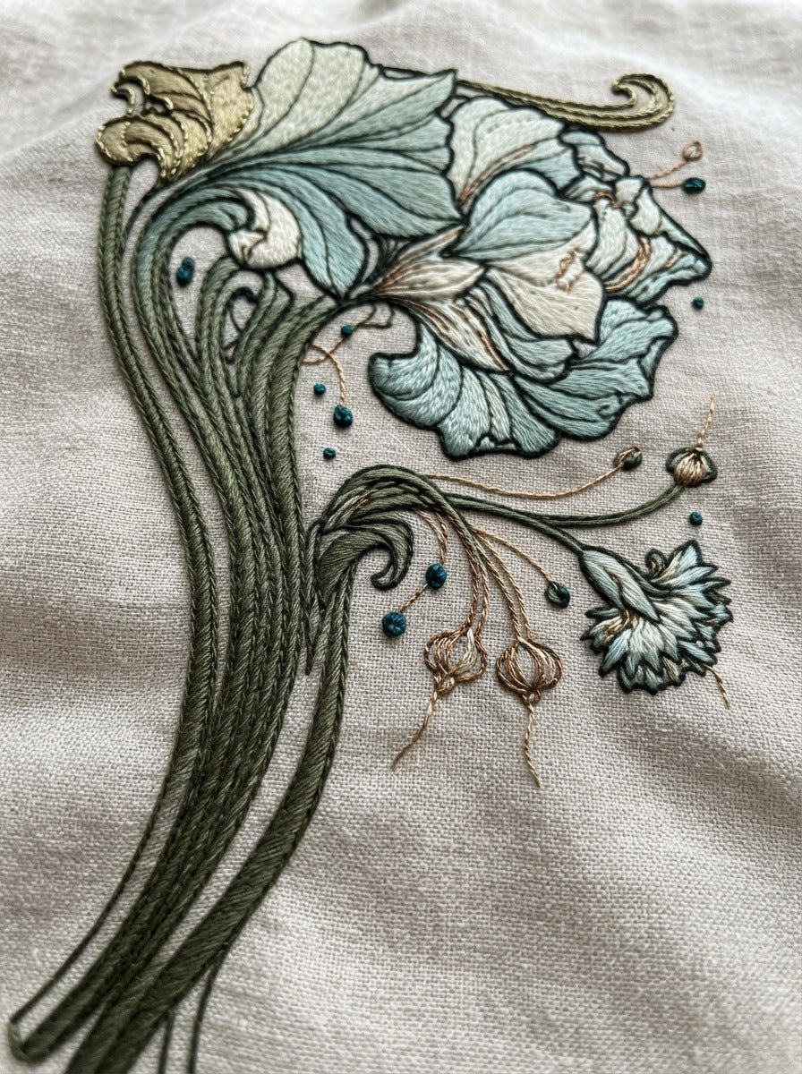 Art Nouveau Modular Botanical System from Art Nouveau Botanical Embroidery Book 1, a digital embroidery design reference for machine embroidery designs, embroidery patterns and botanical and floral embroidery.