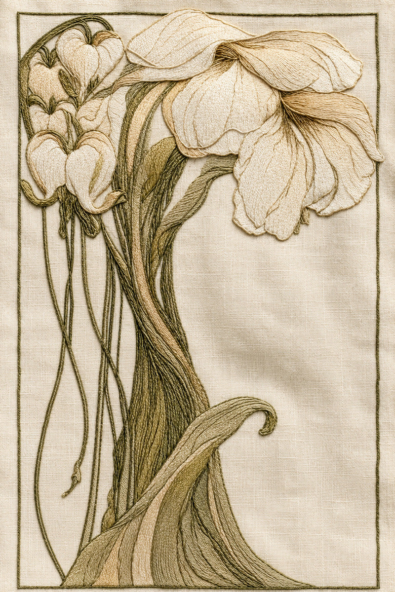 Art Nouveau Monogram Linen Frame 02 from Art Nouveau Needlework Book 4, a digital embroidery design reference for machine embroidery designs, embroidery patterns and frames and monogram spaces.