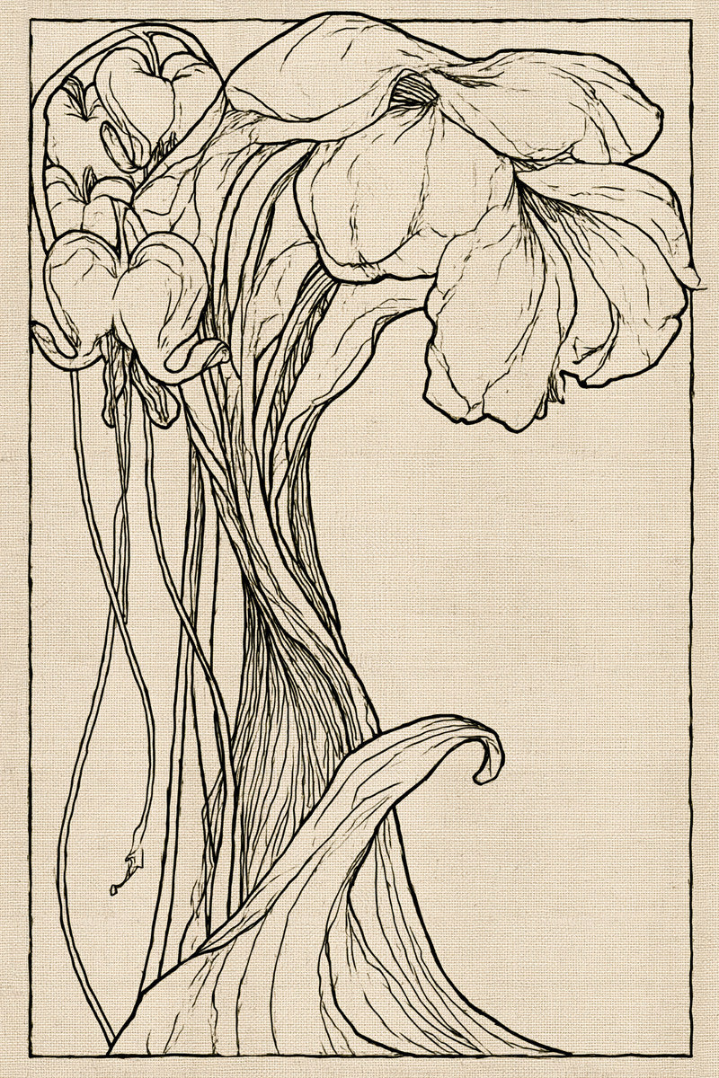 Art Nouveau Monogram Linen Frame from Art Nouveau Needlework Book 4, a digital embroidery design reference for machine embroidery designs, embroidery patterns and frames and monogram spaces.