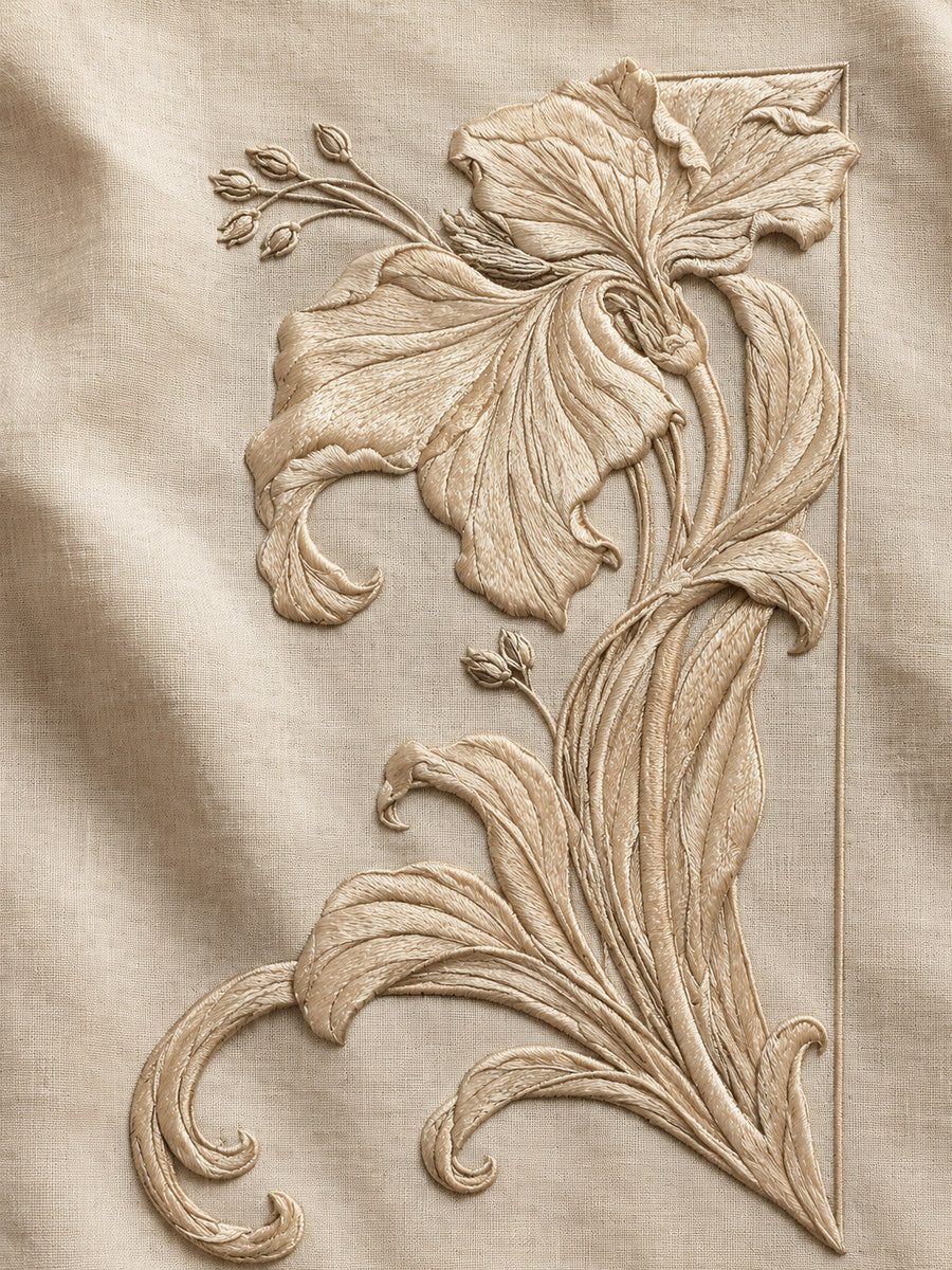 Art Nouveau Napkin Corner 02 from Art Nouveau Needlework Book 4, a digital embroidery design reference for machine embroidery designs, embroidery patterns and corner embroidery.