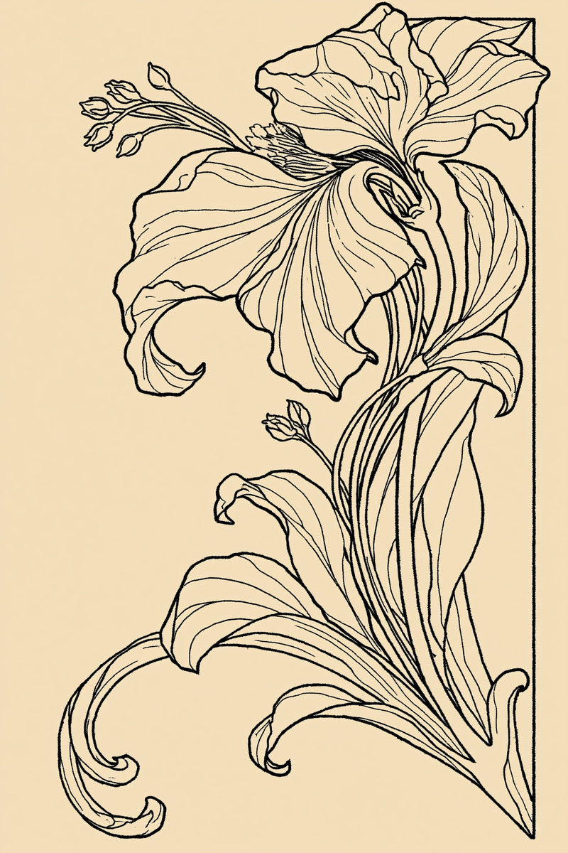 Art Nouveau Napkin Corner from Art Nouveau Needlework Book 4, a digital embroidery design reference for machine embroidery designs, embroidery patterns and corner embroidery.