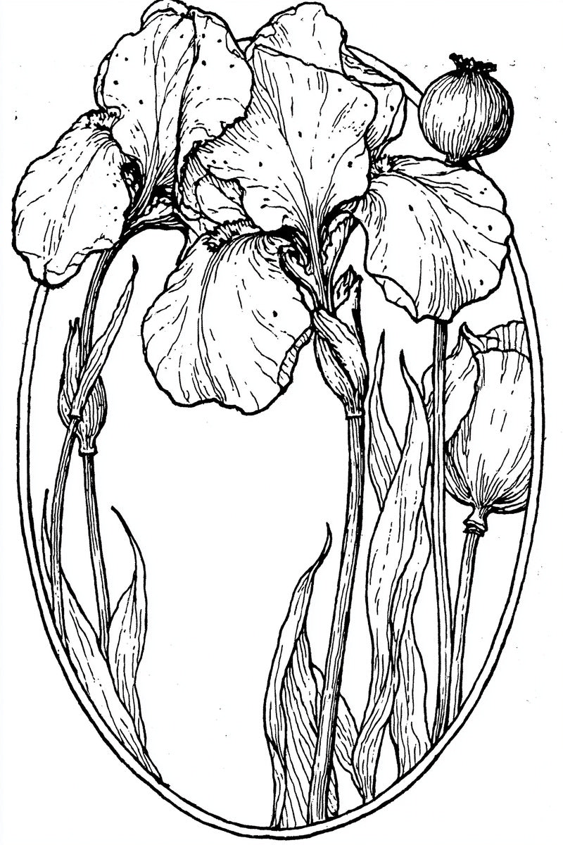 Art Nouveau Oval Flower Frame from Art Nouveau Botanical Embroidery Book 3, a digital embroidery design reference for machine embroidery designs, embroidery patterns and frames and monogram spaces.