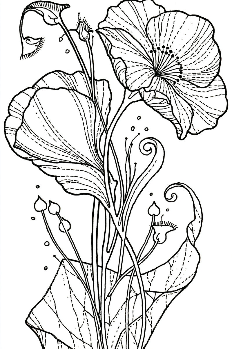 Art Nouveau Pocket Flower Motif from Art Nouveau Botanical Embroidery Book 3, a digital embroidery design reference for machine embroidery designs, embroidery patterns and garment placement ideas.