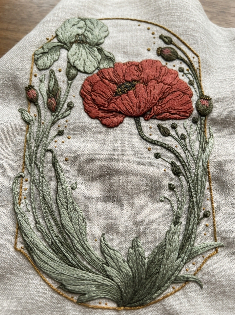 Art Nouveau Sinuous Frame Art from Art Nouveau Botanical Embroidery Book 1, a digital embroidery design reference for machine embroidery designs, embroidery patterns and frames and monogram spaces.