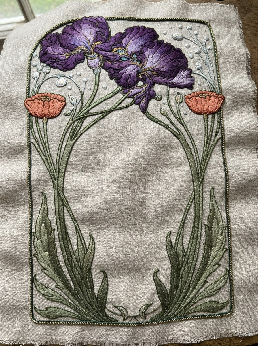 Art Nouveau Sinuous Frame Art from Art Nouveau Botanical Embroidery Book 2, a digital embroidery design reference for machine embroidery designs, embroidery patterns and frames and monogram spaces.