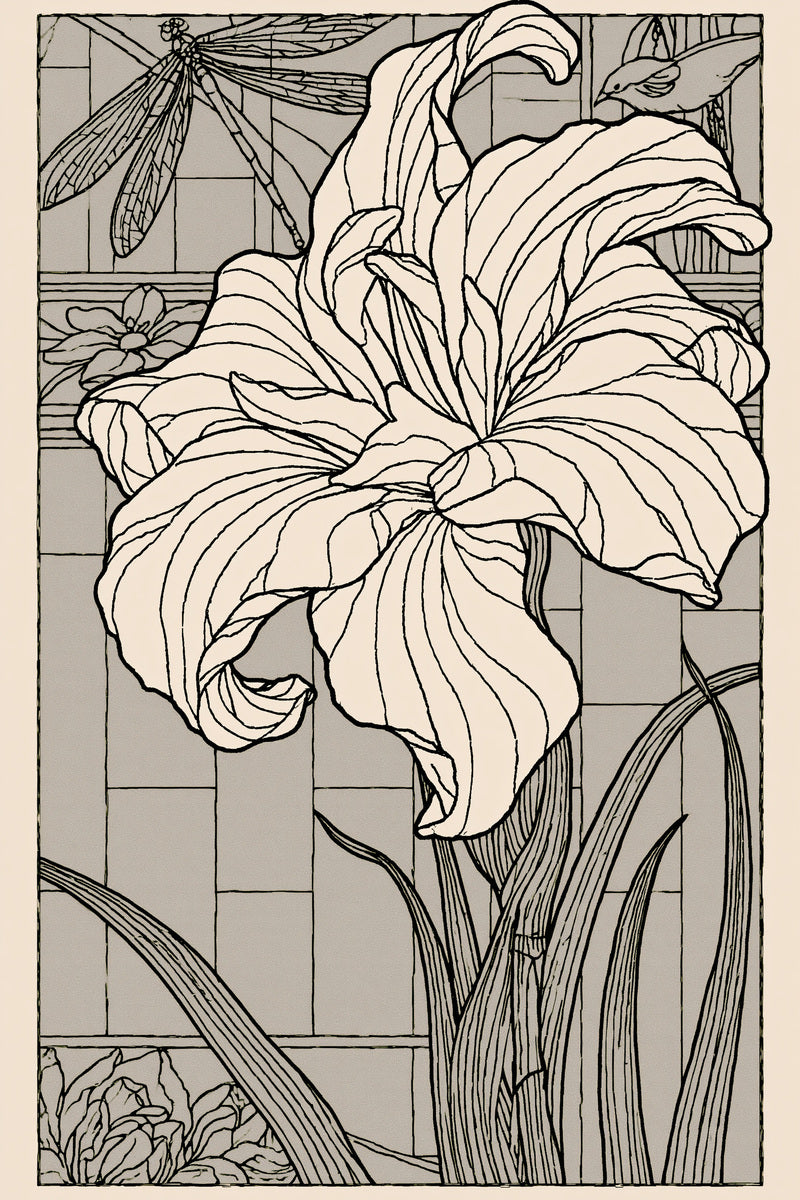 Art Nouveau Stained Glass Embroidery from Art Nouveau Needlework Book 1, a digital embroidery design reference for machine embroidery designs, embroidery patterns and embroidery design reference.
