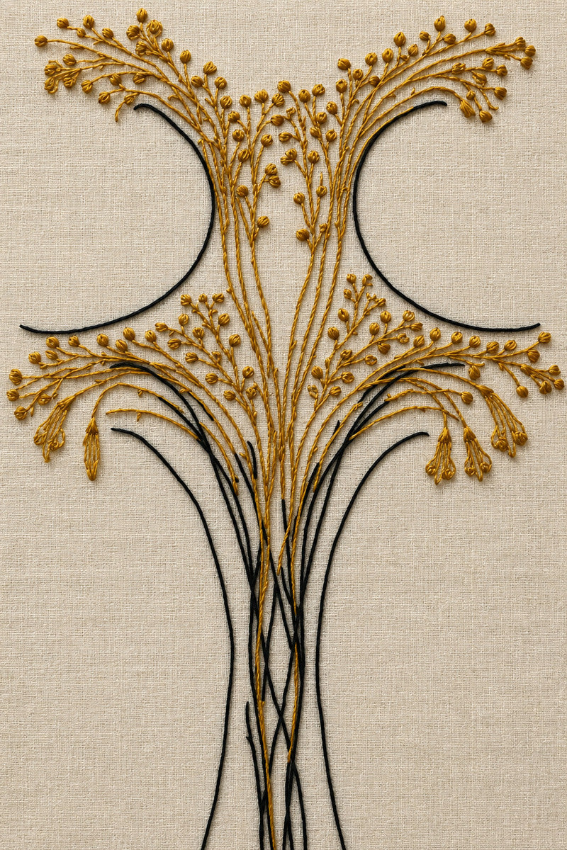Art Nouveau Statement Yoke Design 02 from Art Nouveau Needlework Book 1, a digital embroidery design reference for machine embroidery designs, embroidery patterns and garment placement ideas.