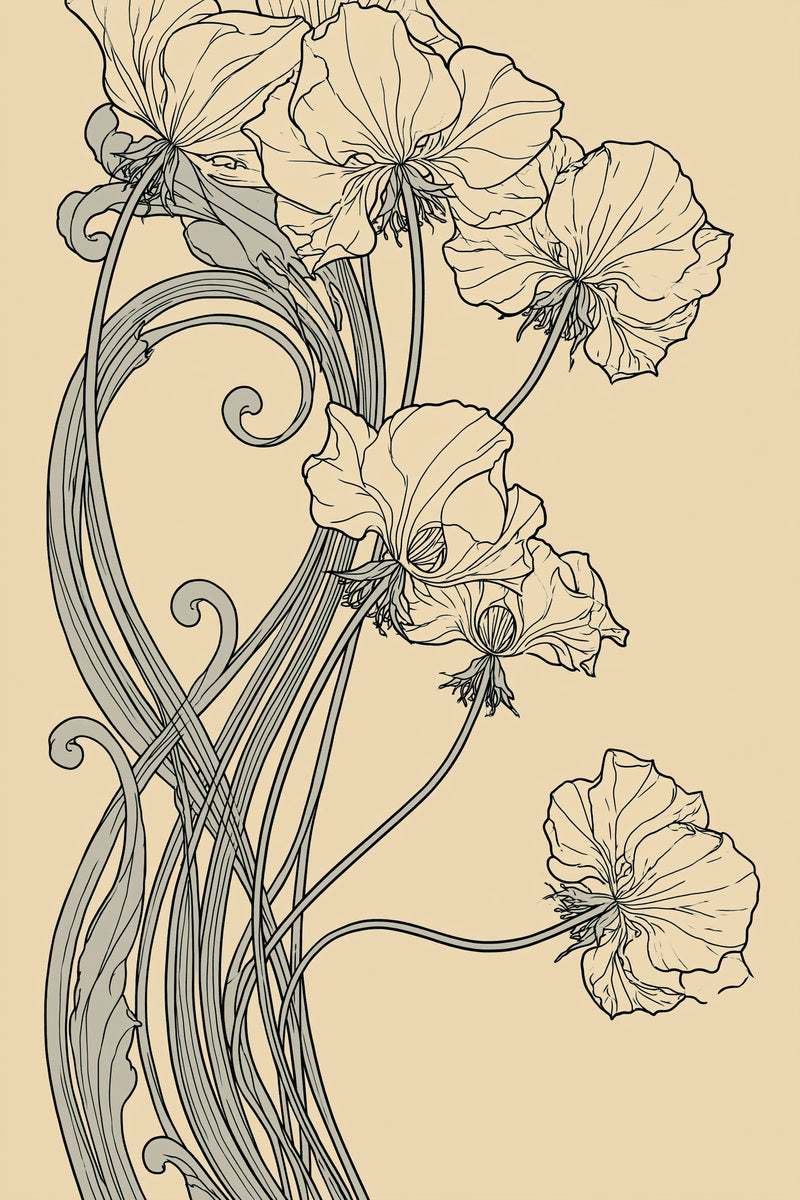 Art Nouveau Whiplash Border 02 from Art Nouveau Needlework Book 1, a digital embroidery design reference for machine embroidery designs, embroidery patterns and border and edge embroidery.
