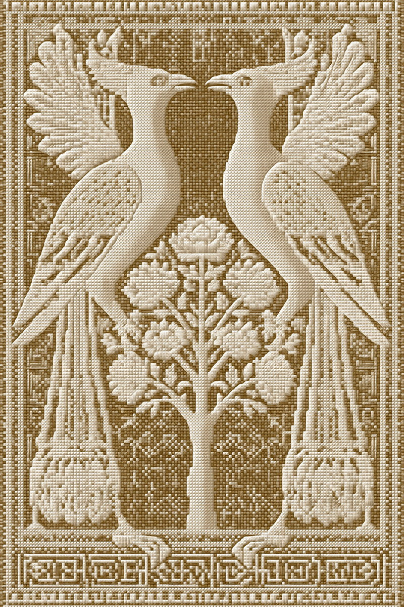 Assisi Inspired Heraldic Bird Pair 02 from Colbert Embroidery Studies Book 1, a digital embroidery design reference for machine embroidery designs, embroidery patterns and embroidery design reference.