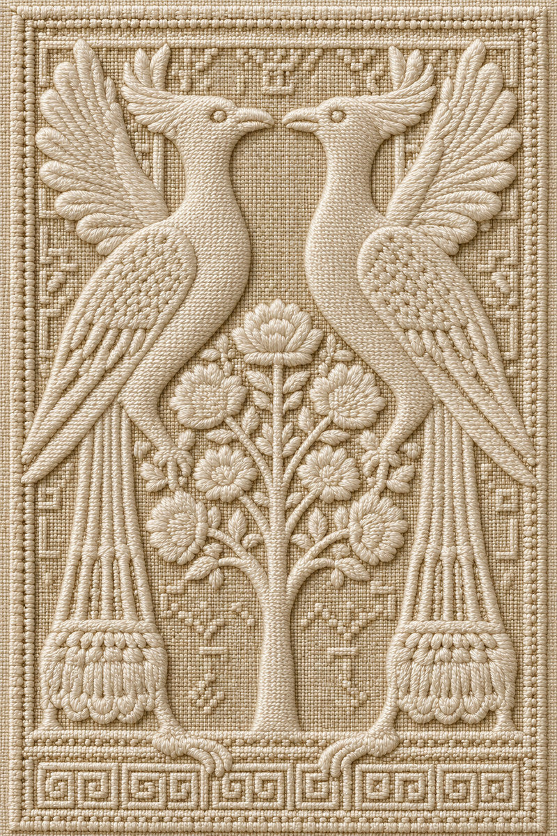 Assisi Inspired Heraldic Bird Pair from Colbert Embroidery Studies Book 1, a digital embroidery design reference for machine embroidery designs, embroidery patterns and embroidery design reference.